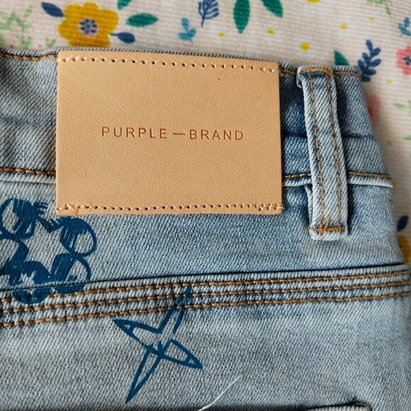 Purple Brand Outlined Monogram Indigo Skinny Jeans - Picture 9 of 12